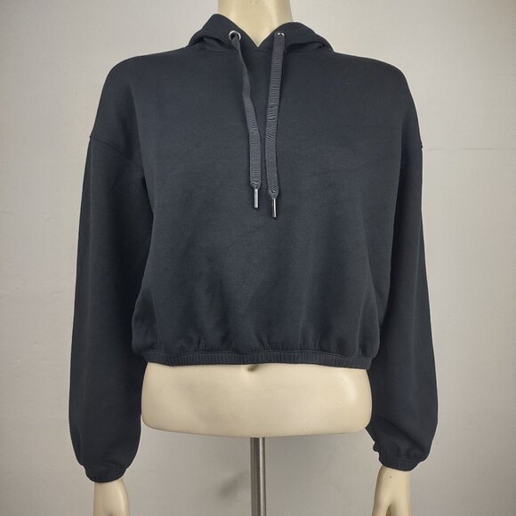 NWT Spanx Very Black Air Essentials Cropped hoodie hooded sweatshirt Small - Picture 1 of 9